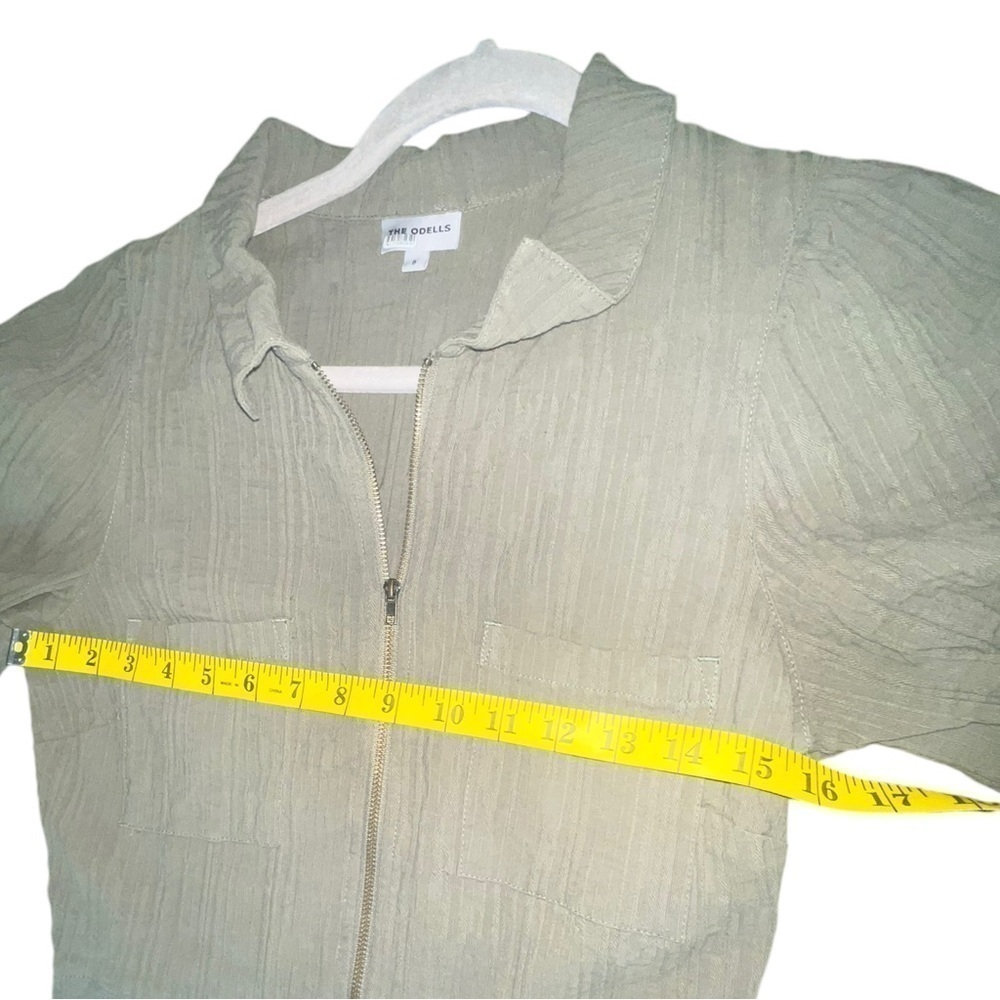 ▶️ The Odells x Anthropologie ◀️ Army Green Textured Utility Jumpsuit Size 6 - Picture 8 of 17